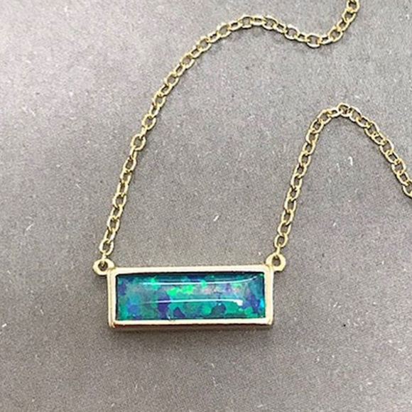 ZokyDoky Jewelry - Blue Opal Small Bar Necklace,NWT
